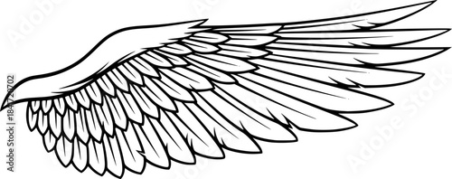 wing silhouette line art vector illustration with a white background
