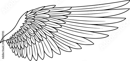wing silhouette line art vector illustration with a white background
