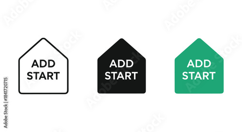 Home start point icon set adding initial location beginning of journey house shape navigation symbol