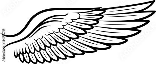 wing silhouette line art vector illustration with a white background
