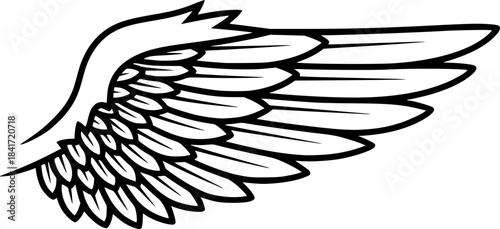 wing silhouette line art vector illustration with a white background
