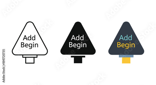 Add begin location marker icon set representing starting point initialization abstract tree shape symbol