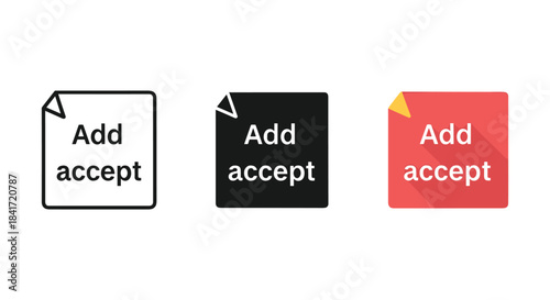 Add accept icon set in outline solid and flat colorful style graphic elements for user interface