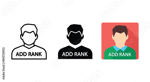 Icon representing adding new rank status or achievement to a user profile outline silhouette and flat design vector symbol