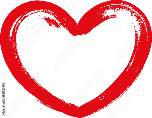 Red grunge brushstroke heart symbol representing love