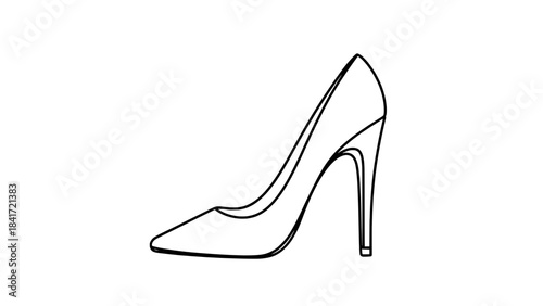 Line art vector illustration of a high-heeled pump — minimalist black outline
