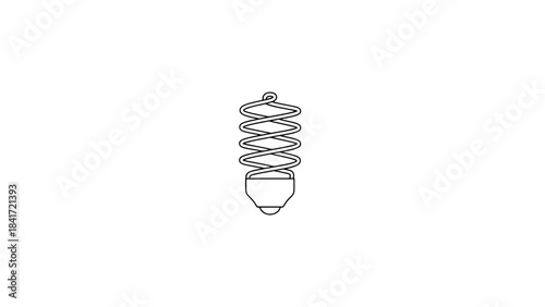 Minimalist line drawing of a compact fluorescent lamp (CFL) bulb with a coiled tube and screw base