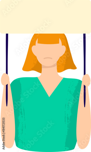 Person holding blank sign for message or protest