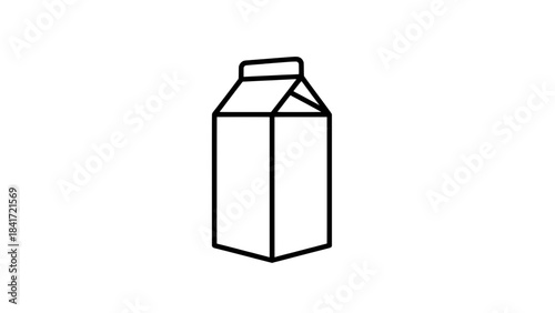 Minimalist line drawing of a milk carton with open top - vector icon