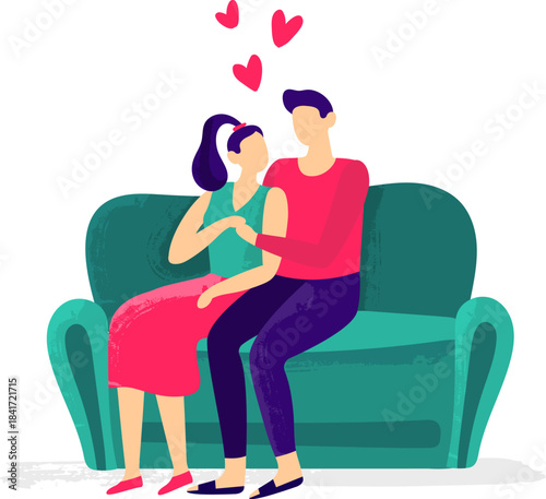 Loving couple sharing intimate moment on sofa