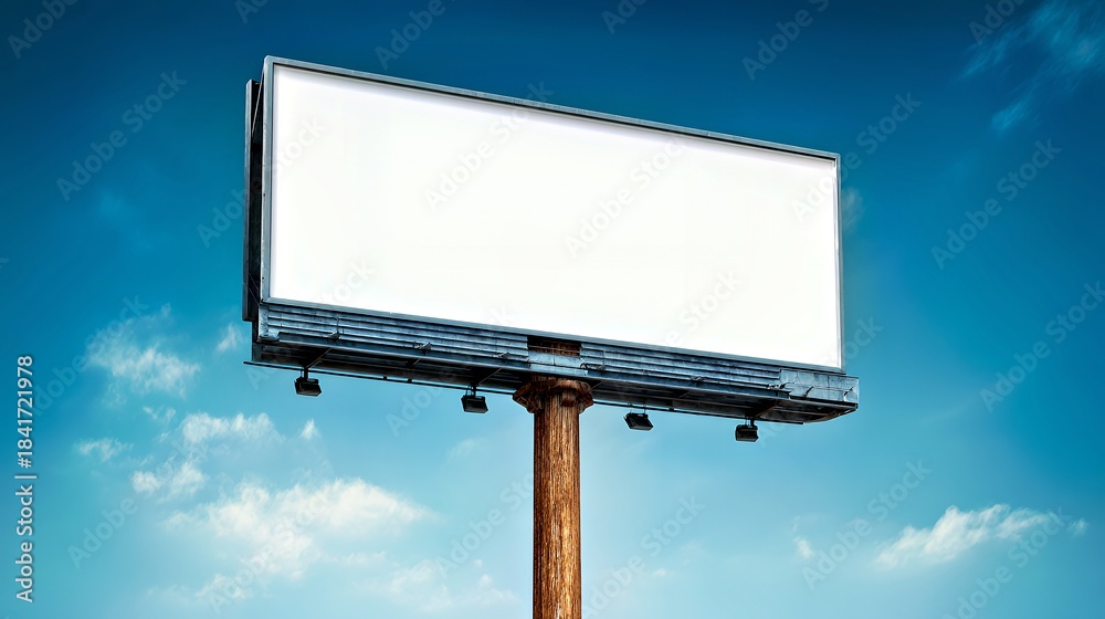 Obraz premium Prime Vision: Empty Billboard Advertising Space Under Clear Sky