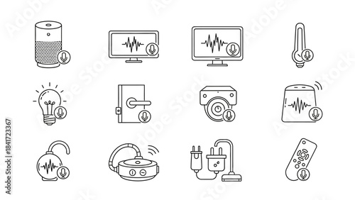 Smart Home Technology Icons Collection Vector Illustration.