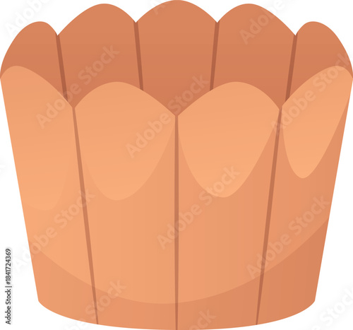 Cupcake form, vector flat brown silicone cup mold for cooking muffin brownie or cupcake bakery container, confectionery