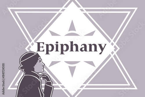 Epiphany illustration with star symbol and silhouette woman