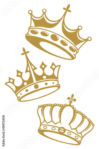 Gold crowns design isolated on white background