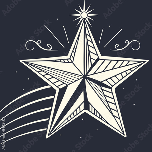 Illustration of a detailed star, perfect for designs and concepts. 