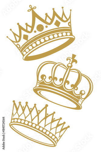 Golden crowns illustration for royalty and regal theme