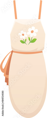 Light apron decorated with flowers flat vector icon, cartoon kitchen uniform, cook's or baker's, housewife or chef dress