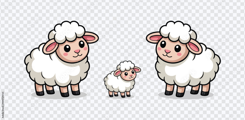 Fototapeta premium Cute Sheep Family