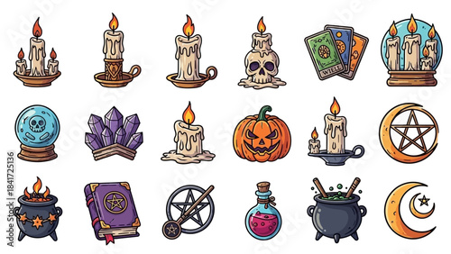 Witchcraft and Halloween Symbols Collection.