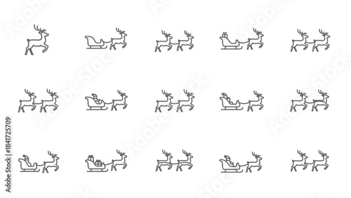 Christmas reindeer and sleigh pattern illustration.