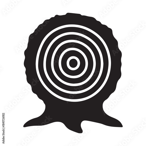 Abstract circular pattern stylized as a tree stump silhouette