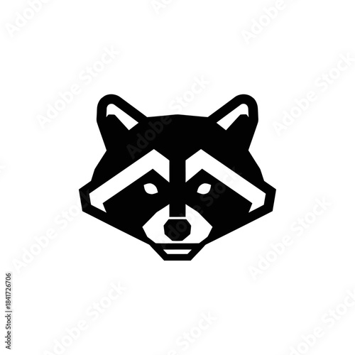 Black Raccoon Face Logo Design Illustration.