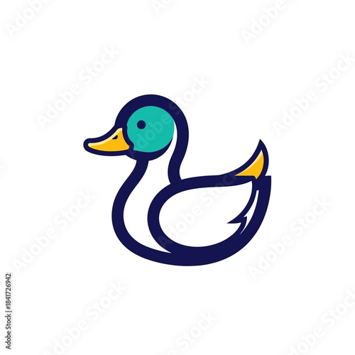 Simple Cartoon Duck Illustration.