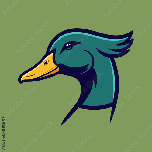 Stylized Cartoon Duck Head Illustration.