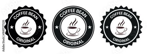 Original Coffee Bean Stamp Designs for Branding & Packaging, Featuring Hand-Drawn Style Illustrations on a White Background: Premium Quality Badge Icons for Cafe Marketing Materials and Product Label