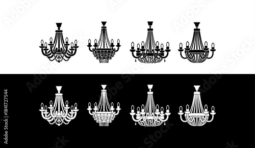 Collection of elegant chandelier designs in black and white