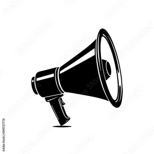 White isolated 3D megaphone icon for loud public announcement and communication