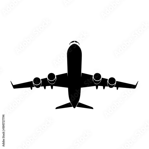 Vector illustration of an airplane, jet aircraft, flying in the sky, travel, and transportation flight