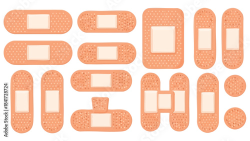 Collection of adhesive bandages  first aid treatment for cuts and scrapes