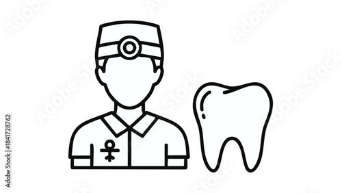 Dentist icon wearing cap with tooth icon isolated on transparent background