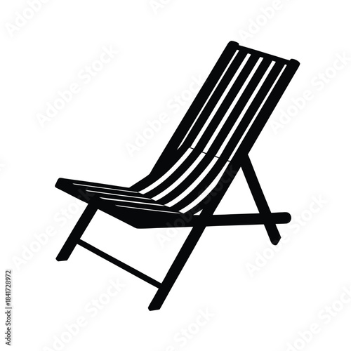 Simple Vector Folding Beach Chair Icon Representing Summer Relaxation and Leisure