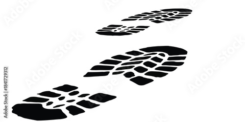 footprint shoe sole tracking path on transparent background, shoe footprint path vector illustration