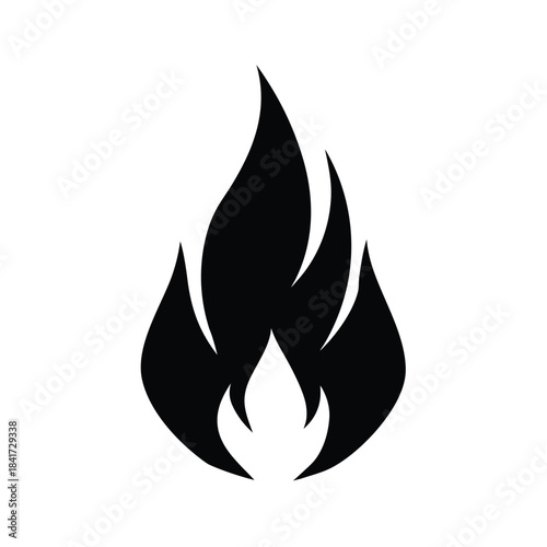 Striking Minimalist Flame Icon Vector Graphic Representing Heat, Energy, and Power