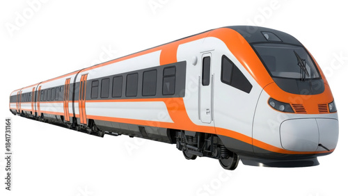Modern high speed passenger train isolated on transparent background