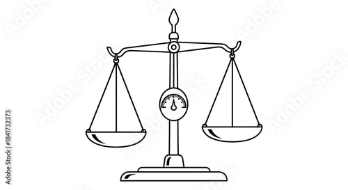 A classic balance scale with two pans centered dial and ornate detailing a striking silhouette