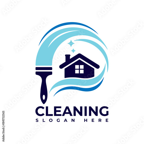 House cleaning logo, Cleaning service logo, House wash logo template