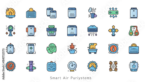Collection of Smart Air Purifier Icons and Symbols.