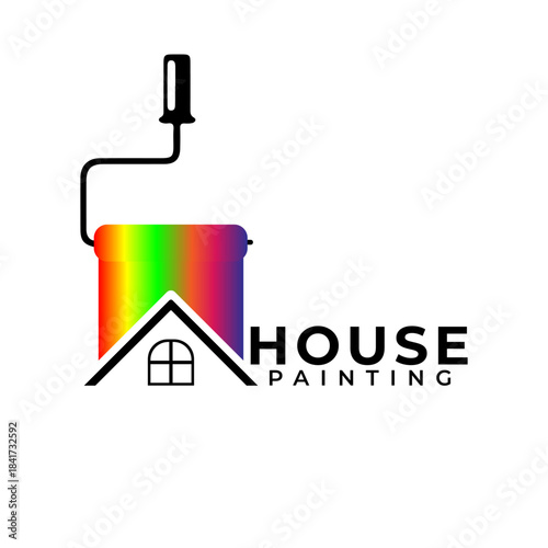 Abstract house paint logo design icon