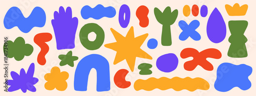 Wallpaper Mural Joyful design with cutouts and geometric balance. Funky cutout shapes set. Great for stickers, poster art, or trendy backgrounds Torontodigital.ca