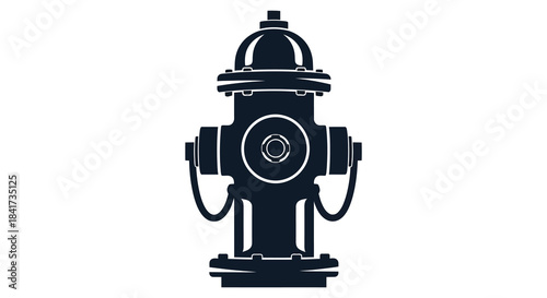 A detailed black and white illustration of a classic fire hydrant design presented as a silhouette