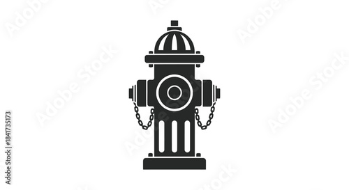 A stark black and white depiction of a classic fire hydrant design a bold silhouette