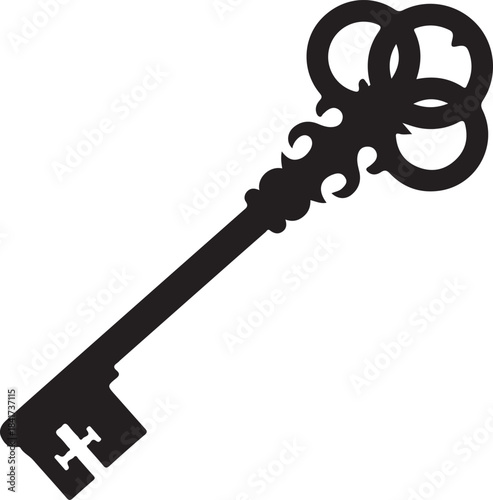 Antique metal key vector illustration isolated on white background symbol of lock and security