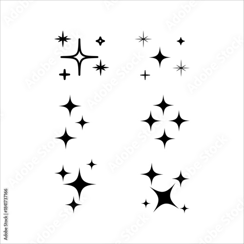 star sparkle vector. Sparkling star icon. Glowing icon. Star doodle vector. Collection of vector symbols. Bright sparkles, sparkling flashes of stars. Star sparkle icon