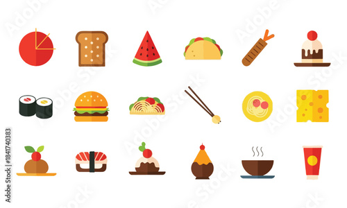 Food flat Illustration Icons set, Food Vector Art Illustration Clipart. set of food Illustration bundle	