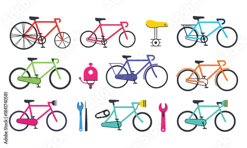 Bicycle Flat illustration set